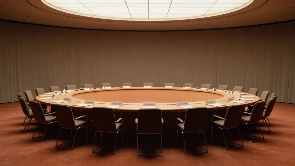 Rundes Meetingtisch ohne Kopf: gleichberechtigte Runde