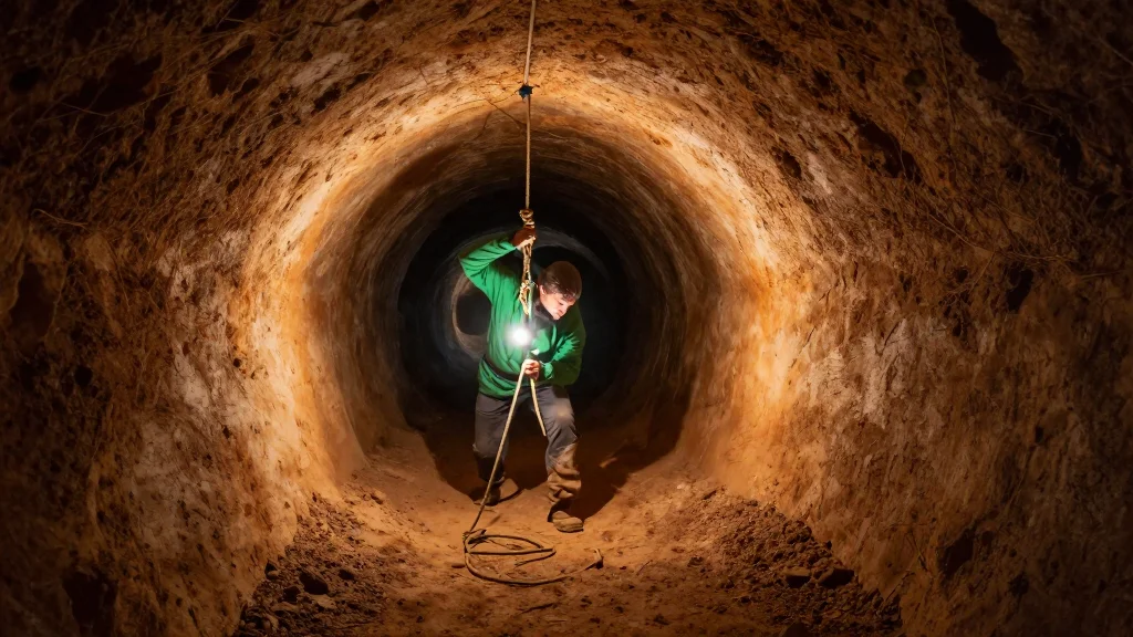 Selbstgebautes Rettungssystem am Höhleneingang